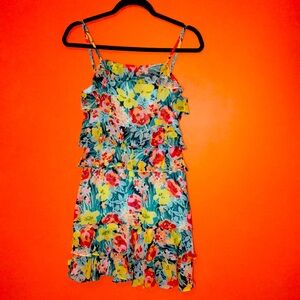 Lulus Tiered Layered Skirt Floral Ruffle Dress For Spring Easter Wedding Guest